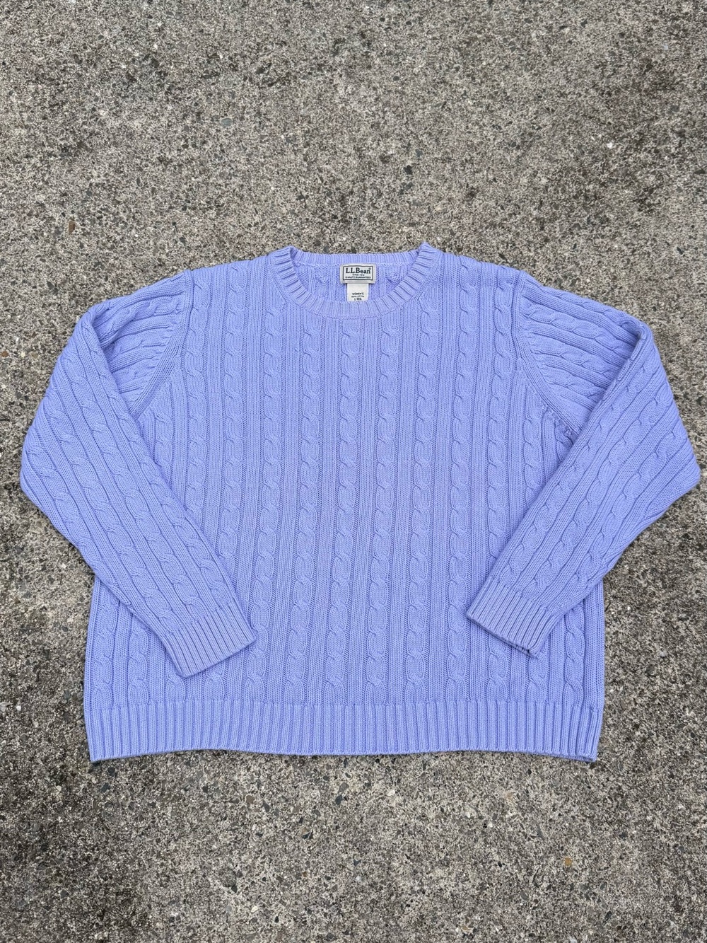L.L. Bean Light Purple Cable Knit Crewneck Sweater - Size Large